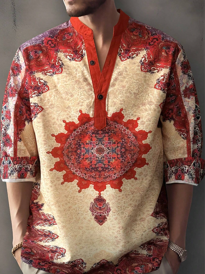 2 - Manfinity Camisa De Férias Com Estampa Floral Masculina