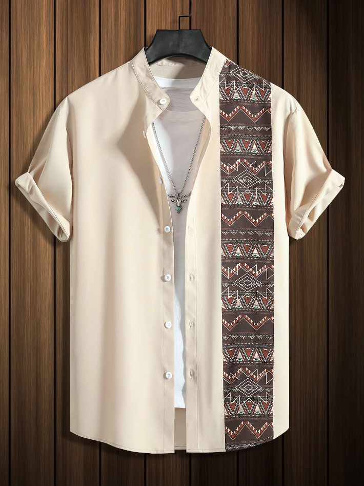 7 - Manfinity Homme homens Camisa impressão geográfica sem camiseta