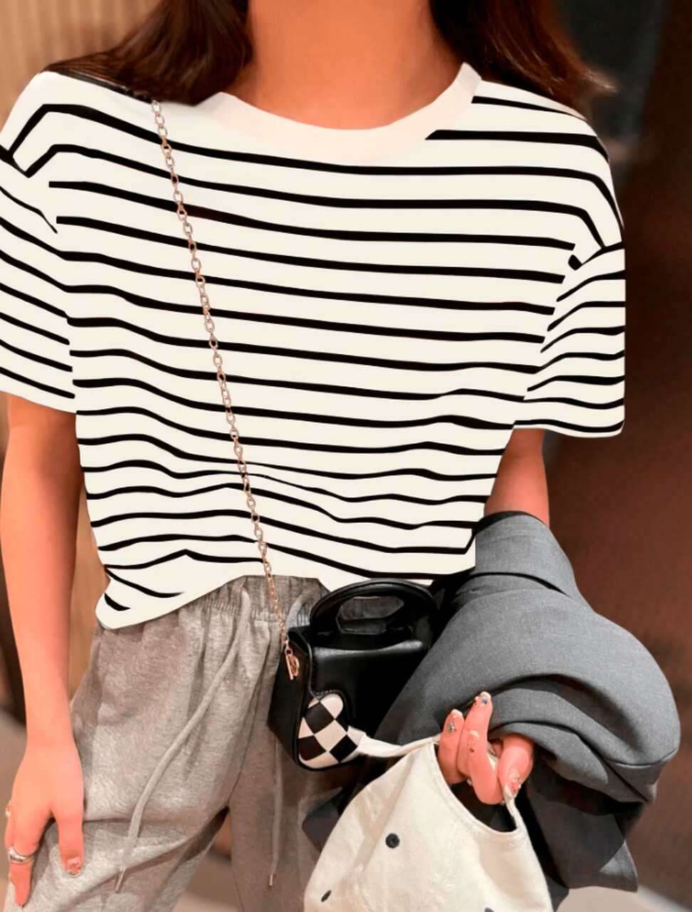 3 - K&K FASHION SHEIN T-Shirt Blusa Basica Com Listras SHEIN