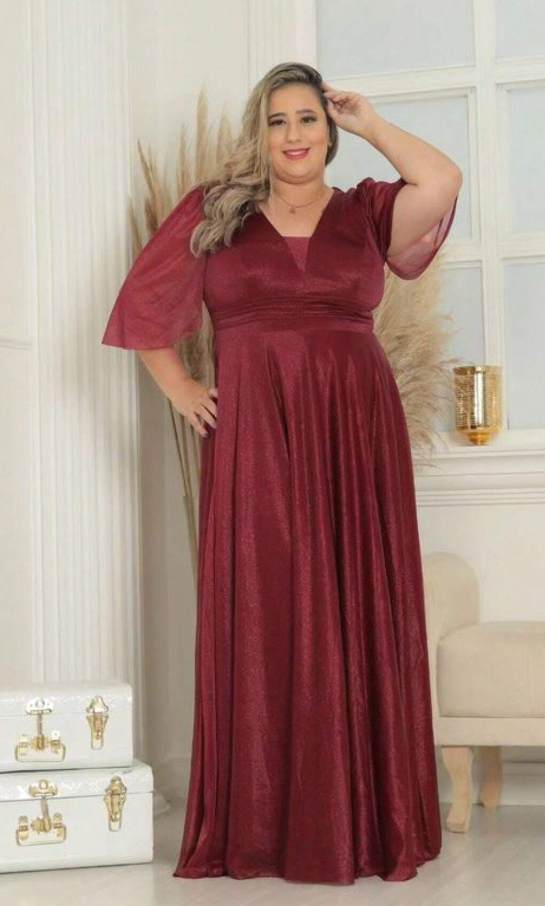 Vestido longo com brilho modelo evangelico cor marsala vinho madrinha formatura festa shein