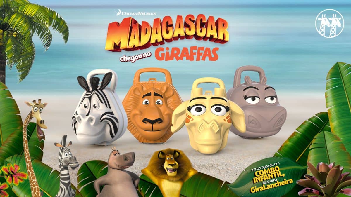 As novas lancheiras do Giraffas em parceria com 'Madagascar'