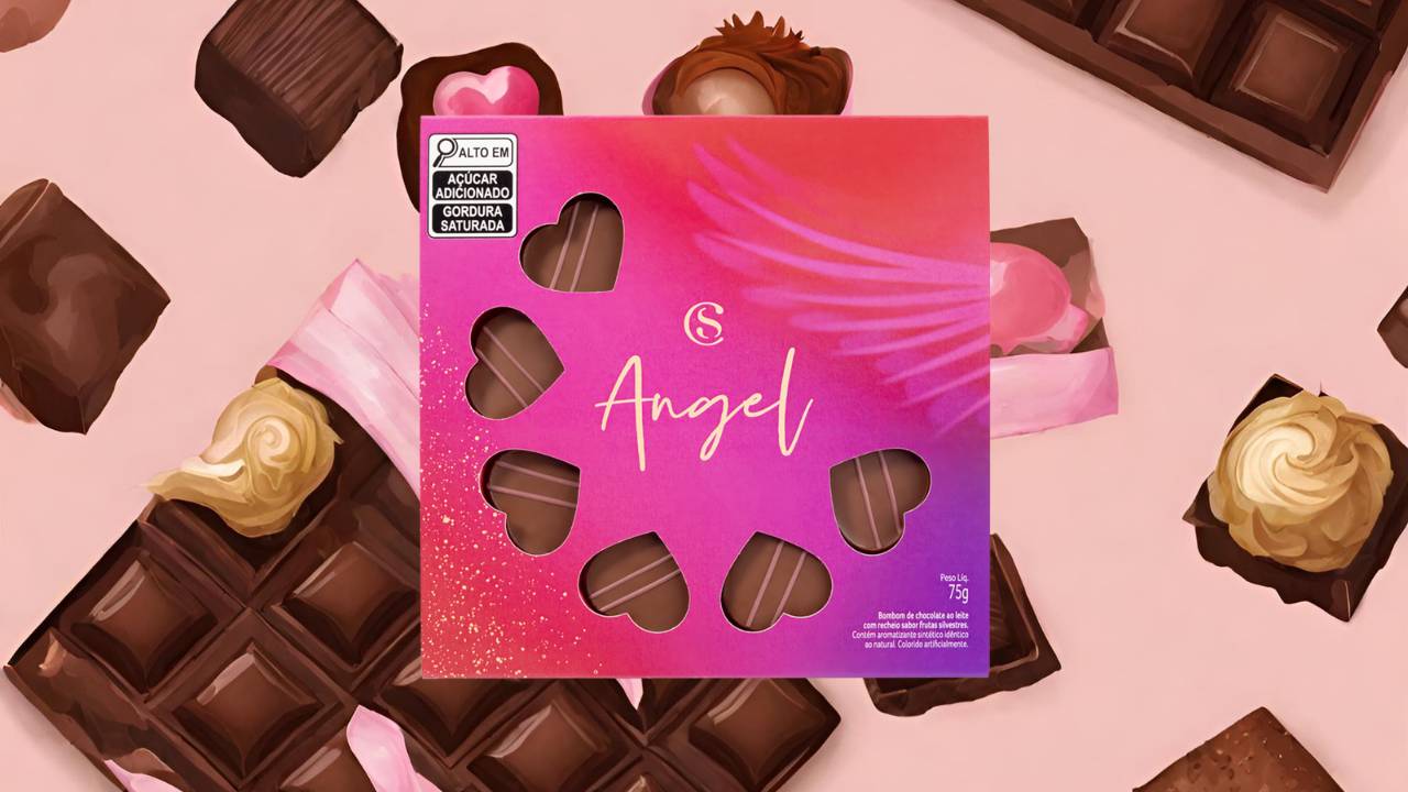 Caixa Angel Coração 75g - Dia da Mulher Cacau Show