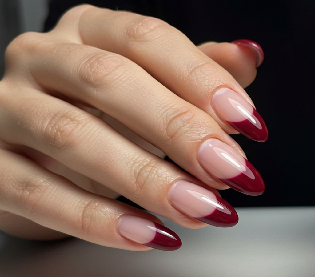 Unhas francesinhas tom de vinho