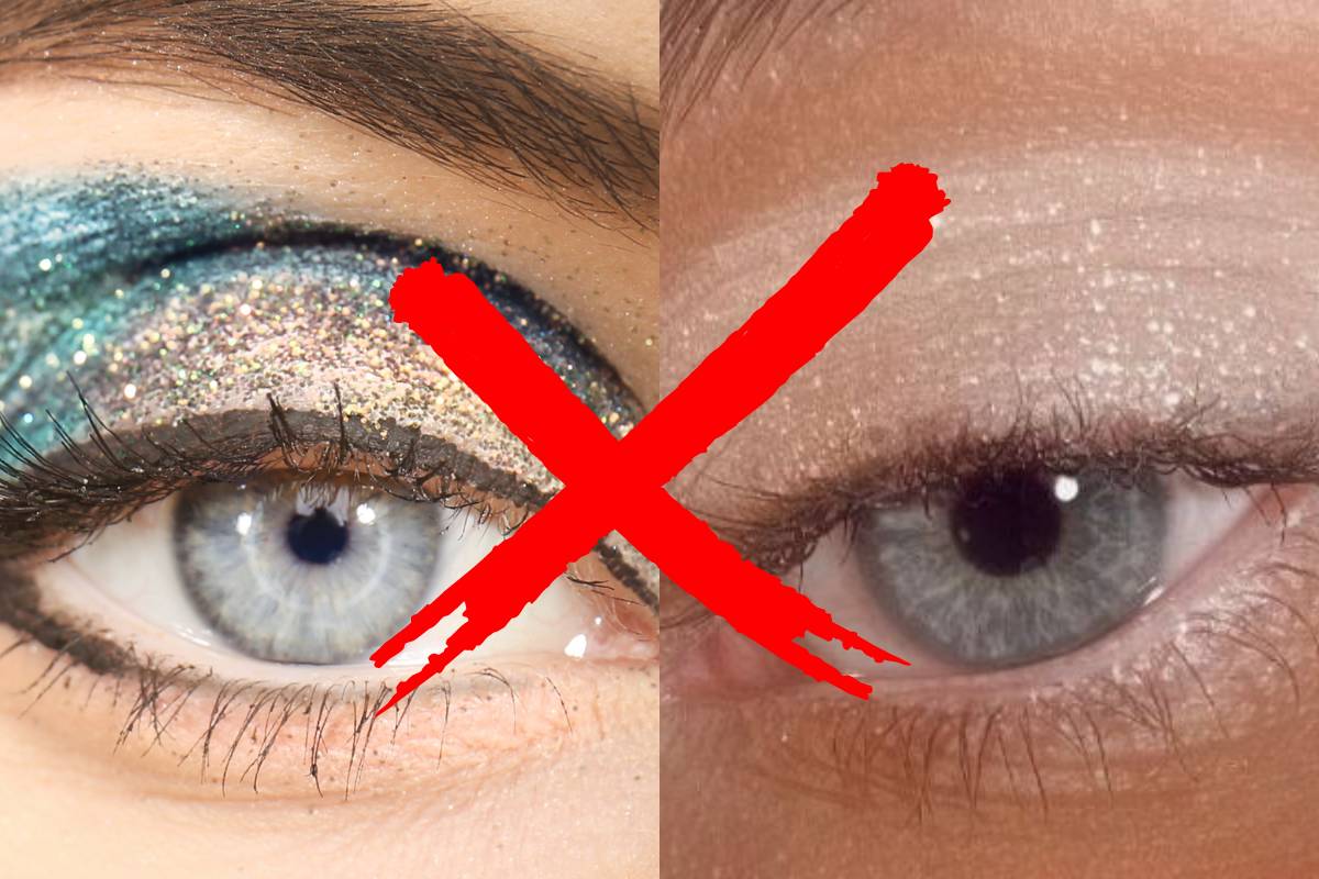 Evite sombras cintilantes ou com glitter