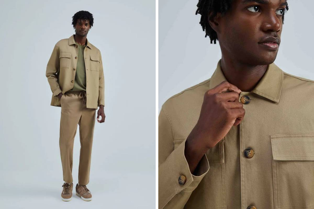 Jaqueta Masculina Em Sarja Texturizada - Bege