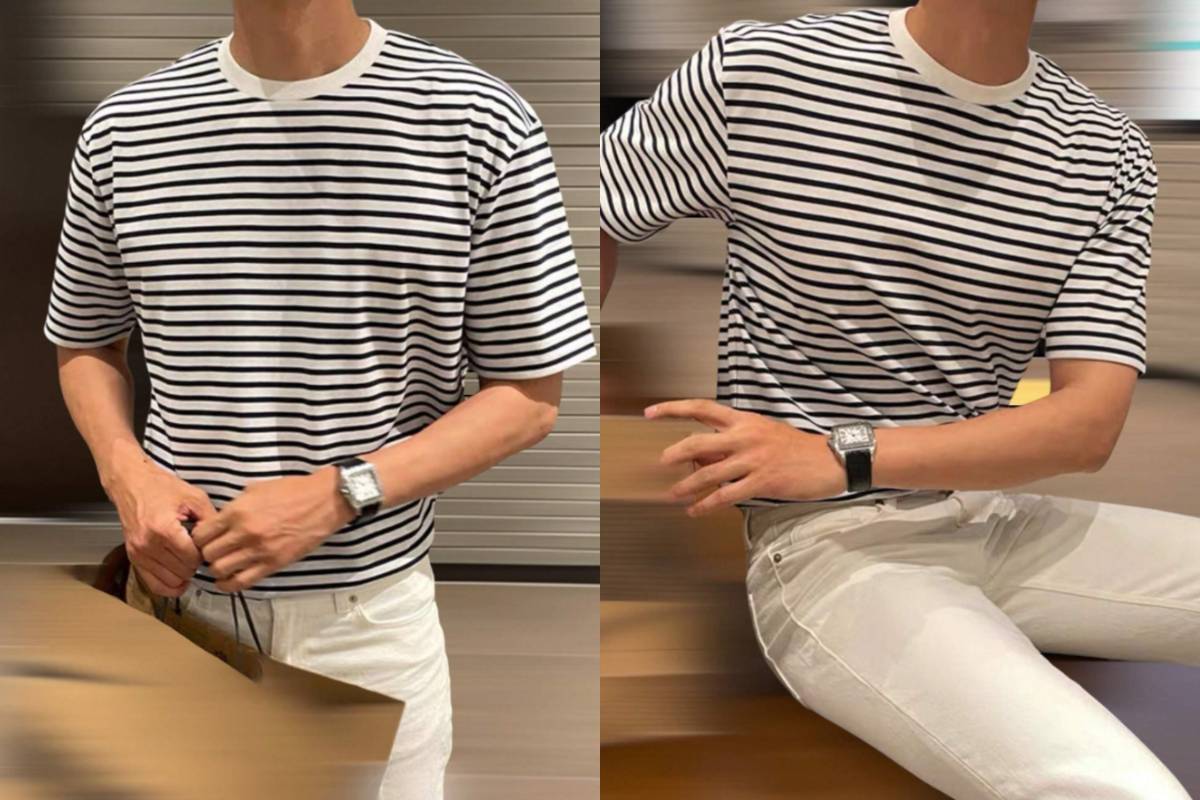 K&K FASHION SHEIN T-SHIRT LISTRADA BÁSICA MASCULINA