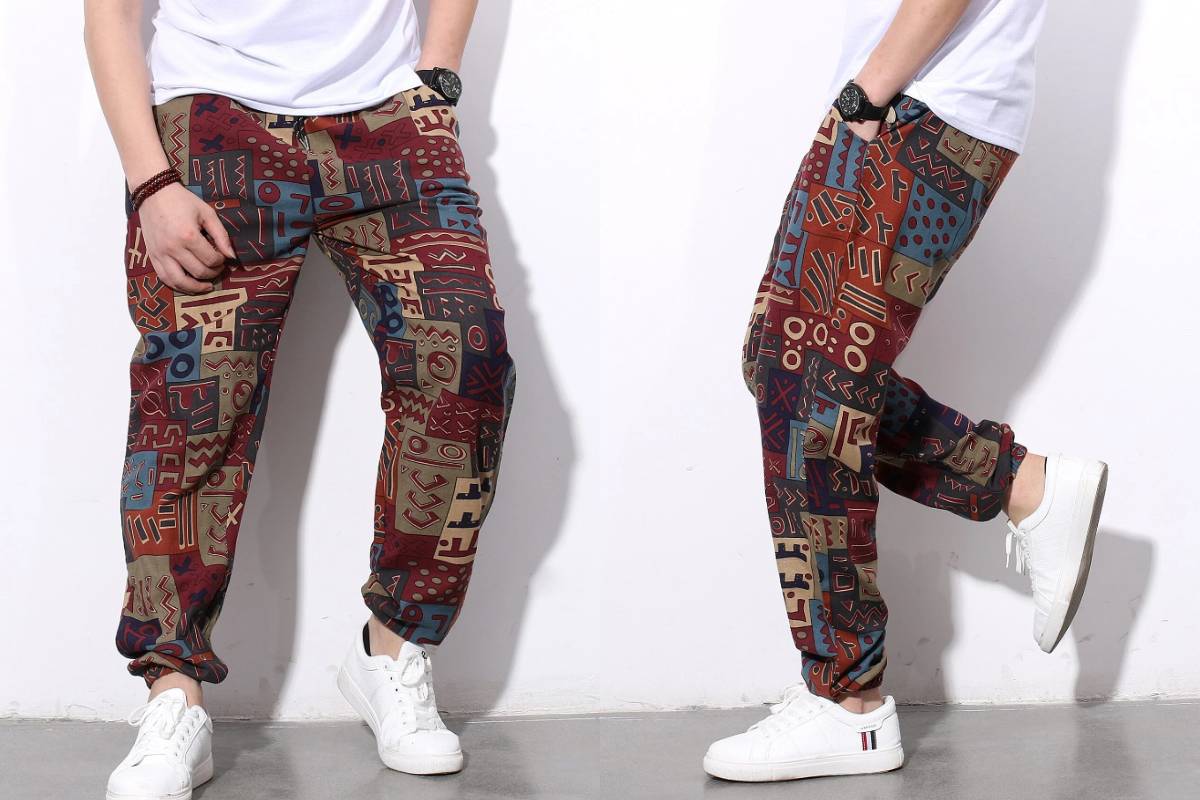 Manfinity Homme Calça Masculina Com Impressão Geométrica Aleatória E Bolsos Laterais
