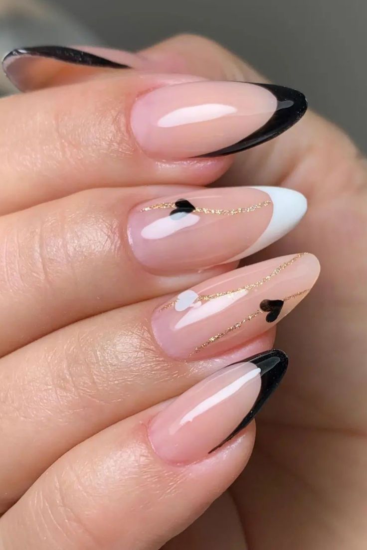 unhas decoradas para o fim de semana francesinha preto e branco