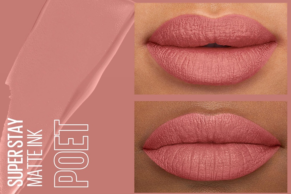 Closes em bocas de duas mulheres usando Maybelline NY Batom Líquido Matte Ink SuperStay Longa Duração 60 Poet