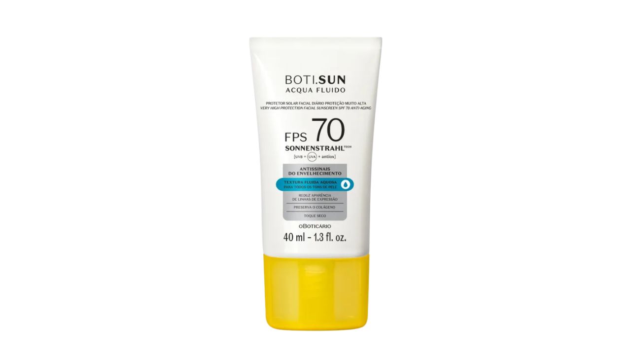 Protetor Solar Facial Antissinais FPS70 BOTI.SUN Acqua Fluido boticário