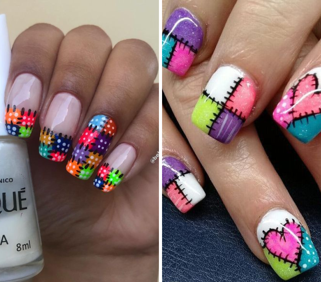 Xadrez cores das unhas de festas juninas